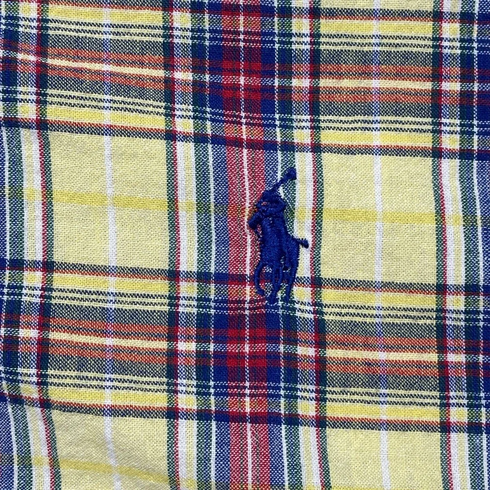 Polo‎ Ralph Lauren Blake Shirt Mens XXL Yellow Plaid Short Sleeve Button Down